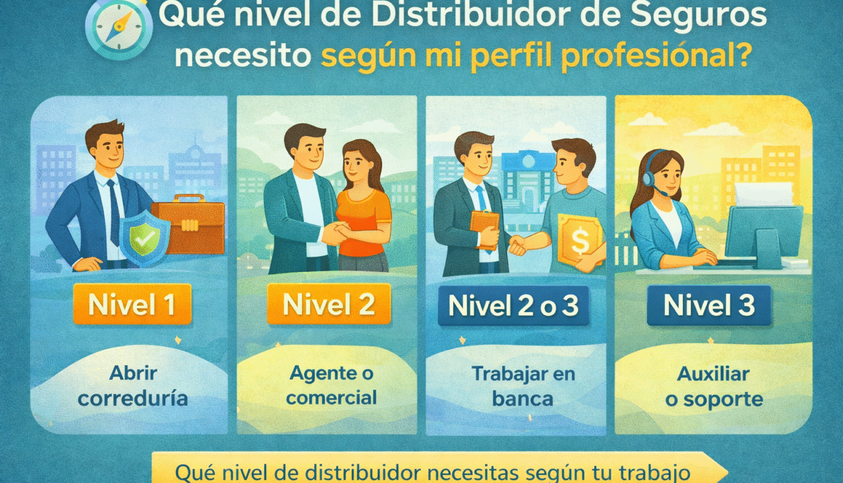 qué nivel de distribuidor de seguros necesito según mi perfil profesional